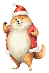 PNG Chubby fox dancing pet christmas figurine.
