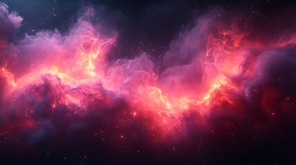 Obraz premium A vibrant, fiery nebula with swirling clouds of gas and dust, illuminating the dark expanse of space.