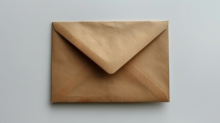 Closed Brown Kraft Paper Envelope Mockup Isolated on a White Background for Mailing and Marketing
