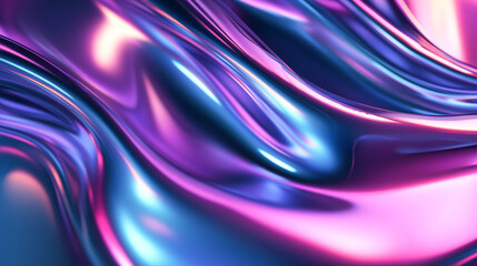 Fototapeta premium Curved abstract metallic futuristic 3d fluid holographic ilustration chrome background 