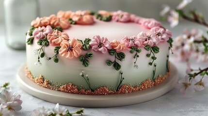 Naklejka premium Delicate Floral Cake