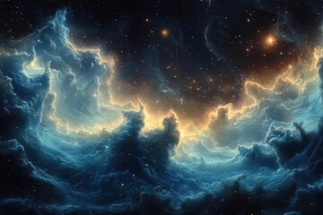 Obraz premium celestial tapestry unfolds above countless stars twinkling in the inky void swirling galaxies and nebulae paint cosmic wonders across the infinite canvas of night