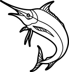 Sword fish fish illustration outline vector