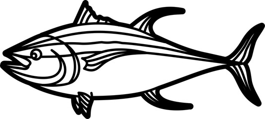 Tuna fish illustration outline vector