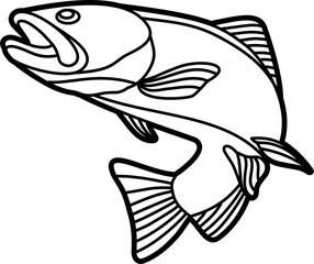 Trou fish illustration outline vector