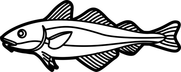 Cod fish illustration outline vector