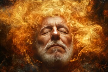 Obraz premium Neuron communication neuron feedback and creativity person with a fiery brain visualizing creative thinking mental focus and cognitive energy in a dynamic style
