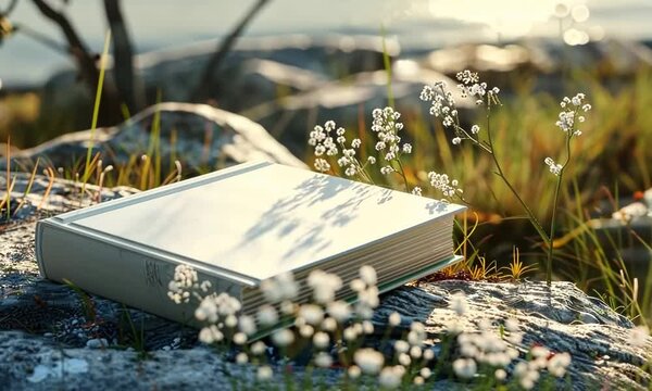 Book cover mockup for a best-selling novel, capturing readers' attention with captivating imagery. Hyperrealistic . Video