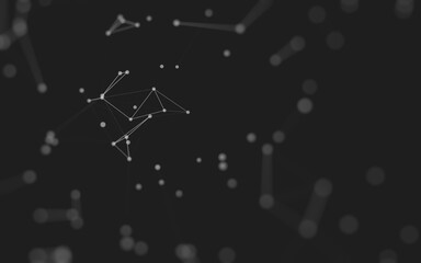 Abstract background. Molecules technology with polygonal shapes, connecting dots and lines. Connection structure. Big data visualization.