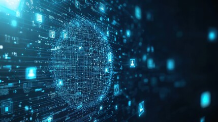 Futuristic Digital Landscape with Interconnected Technology Network