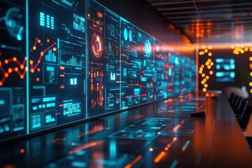 A computer monitor displays a number of graphs and charts