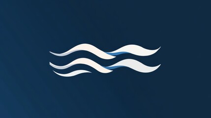 Obraz premium White Wavy Lines on Blue Background in Minimalist Style