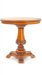 Round Wooden Table with Carved Base.