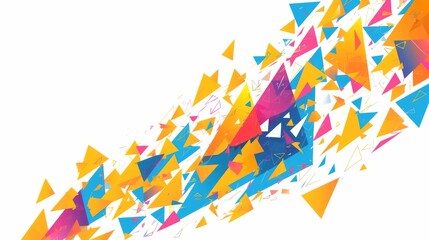 Vibrant Vector Graphic with Asymmetrical Colorful Triangles on White Background, Featuring Space for Text and Dynamic Design for Creative Projects