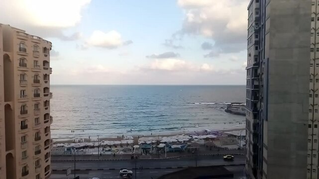 Time lapse video of a view from a balcony in Alexandria, Egypt