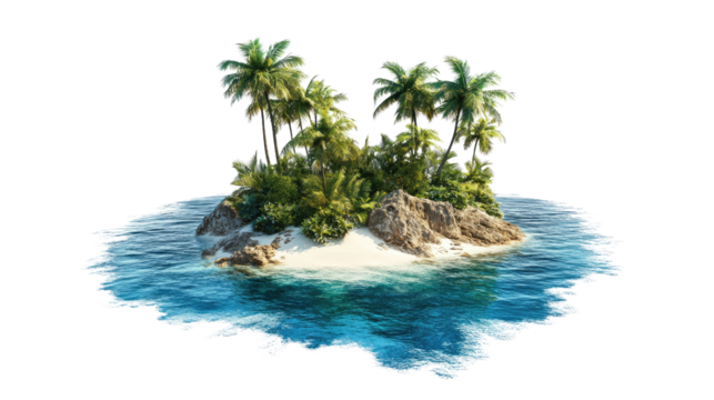 tropical island on a transparent background