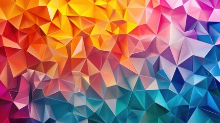 Obraz premium Prismatic triangles with 3D depth effect, abstract geometric background, colorful palette