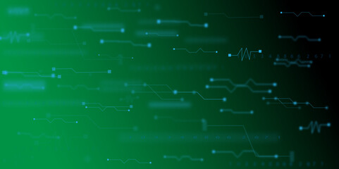 Vector abstract technology illustration Circuit board on dark blue background. Electronics board. Circuit engineering technology. High-tech circuit board connection system.