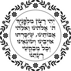 Jewish Rosh Hashanah Blessing over Leeks meal dish artwork.  