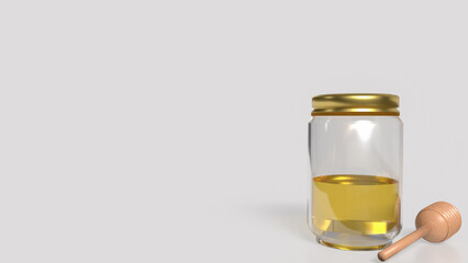 The Honey dipper stick and jar for food and health concept 3d rendering.