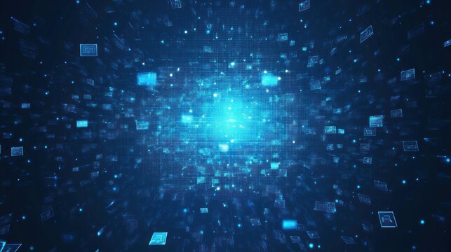 Background Abstract for Blue colored Tech Finance Fintech Pixel Pattern. Abstract Business Tech Science Vector Backdrop