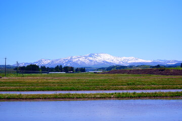 春の月山 - 雪と新緑が織りなす絶景
