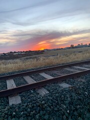 railway tracks in the sunset