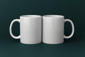 Mug Mockup, 11oz Coffee Mug Mockup, Couple's Mug Mockup, Cozy Mug, Modern Mug Mockup, Minimal Styled Stock, Ceramic Mug, POD, Dark Green Background,