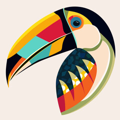 Toucan bird modern vector illustration. Tropical colorful toucan bird creative design, print