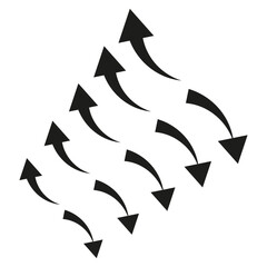 Curved arrow icons. Upward pointing arrows. Dynamic movement symbols. Abstract arrow shapes.