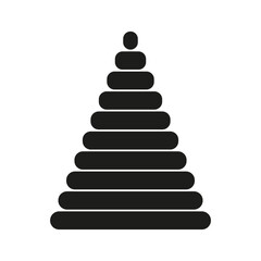 Pyramid stack icon. Geometric tiered shapes. Simple black silhouette. Flat vector graphic.