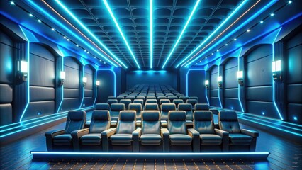 Futuristic film sanctuary with empty cinema and cutting-edge technology, futuristic, film, sanctuary, empty