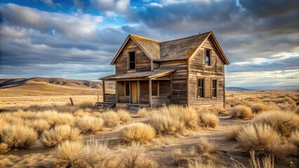 Desolate abandoned farmhouse in Sherman County Oregon succumbing to harsh desert elements, abandoned, farmhouse
