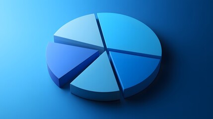 Obraz premium Blue 3D Pie Chart on a Blue Background