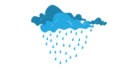 Heavy rain sign. Weather icon. Partly cloudy sign. Gloomy clouds on white background. Frowning sky logo. Flat vector image. Design element. Vector illustration