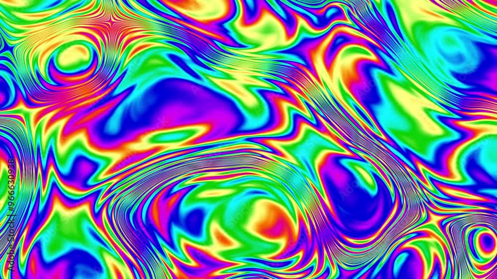 Aufkleber 3d animation - abstract colorful background of a looping animated iridescent reflective material wit