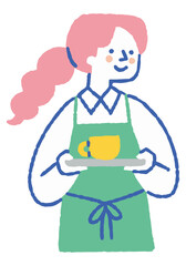 Waitress carrying drinks in a restaurant_Color