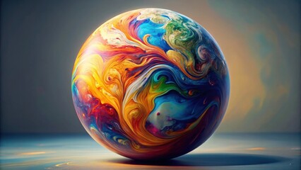 Abstract globe created from colorful paint swirls, abstract, globe, paint, swirls, colorful, concept, art, creativity, design