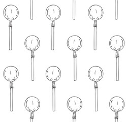 Vector seamless pattern of hand drawn sketch doodle outline lollipop isolated on white background
