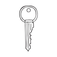 Vector hand drawn sketch doodle outline key isolated on white background