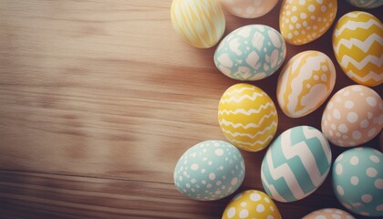 Obraz premium Easter Eggs on Wooden Background.