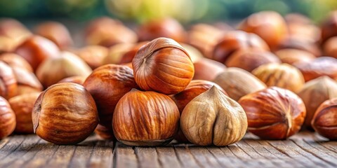 Close-up of a peeled roasted hazelnut with a panoramic background, hazelnut, roasted, peeled, nut, close-up, food, snack