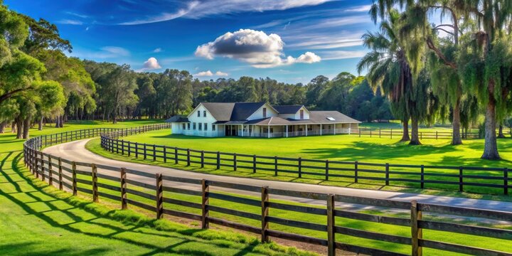 Lush horse farm acreage with paddocks in Ocala, Florida, horse farm, lush, acreage, paddocks, Ocala, Florida, equestrian