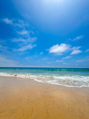 beach and sea under blue sunny sky
