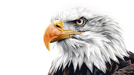 Fototapeta premium Vector clipart illustration of a bald eagle, featuring a detailed portrait with copy space
