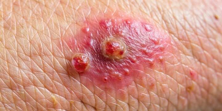 Close-up of a decubitus ulcer on skin tissue , pressure ulcers, skin breakdown, bedsores