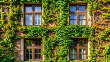 Green plants climbing on the exterior wall of a house, green plants, climbing, exterior, wall, house, vertical garden, greenery