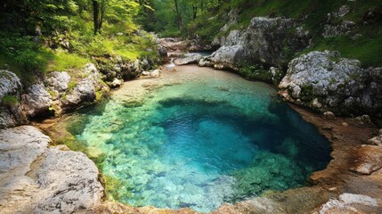 Naklejka premium Crystal Clear Spring in the Forest
