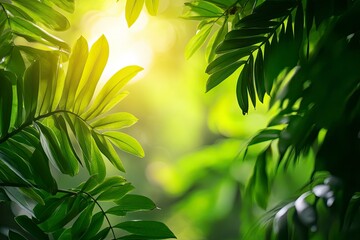 Obraz premium Nature leaves, green tropical forest, backgound concept , ai