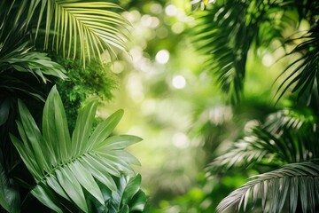 Nature leaves, green tropical forest, backgound concept , ai
